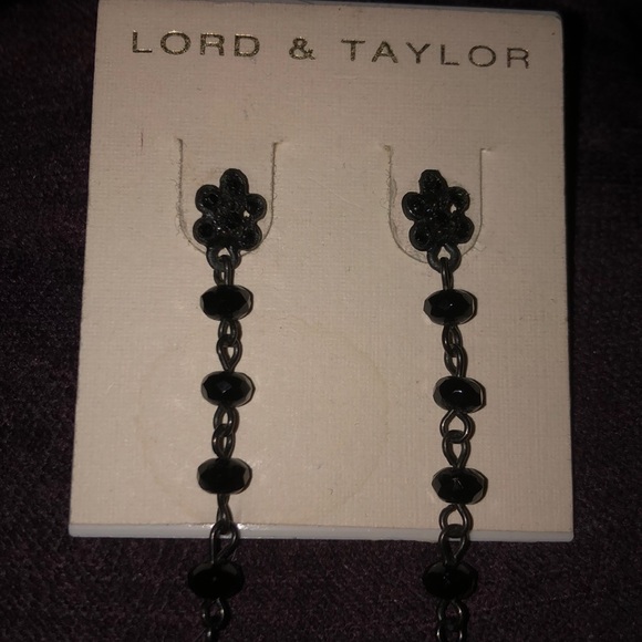 🖤Black Crystals Gothic Long Drop  Earrings - Picture 2 of 3